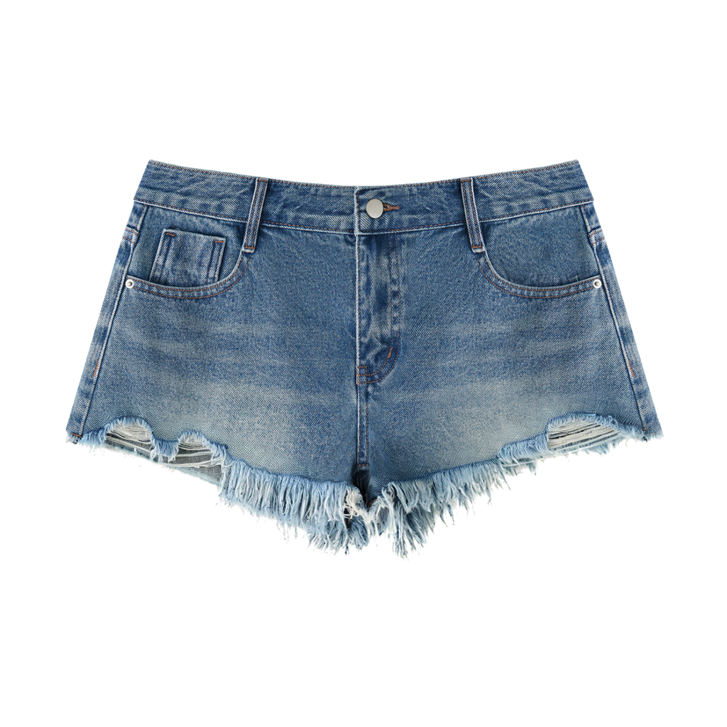 PWE Lux Logo Women's Vintage Wash Raw Hem Denim Shorts