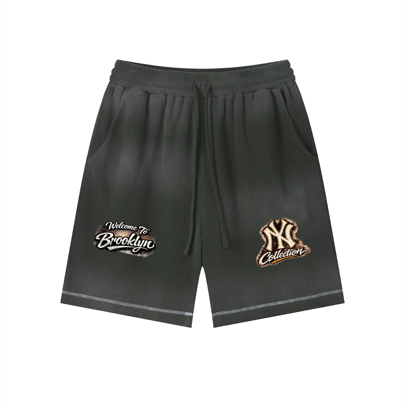 PWE W2BK NYC Unisex Sunfade Waffle Raw Hem Shorts