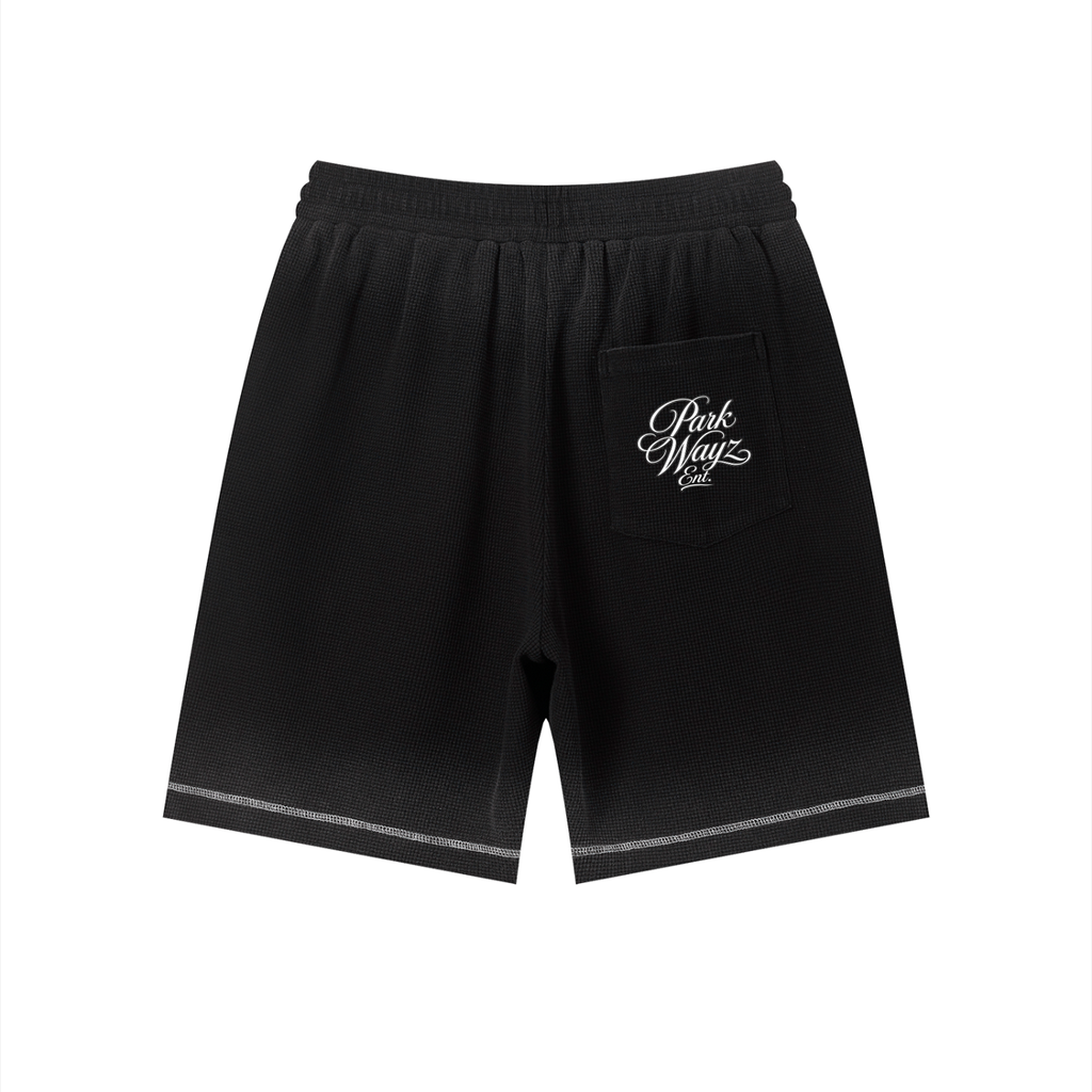 PWE W2BK NYC Unisex Sunfade Waffle Raw Hem Shorts