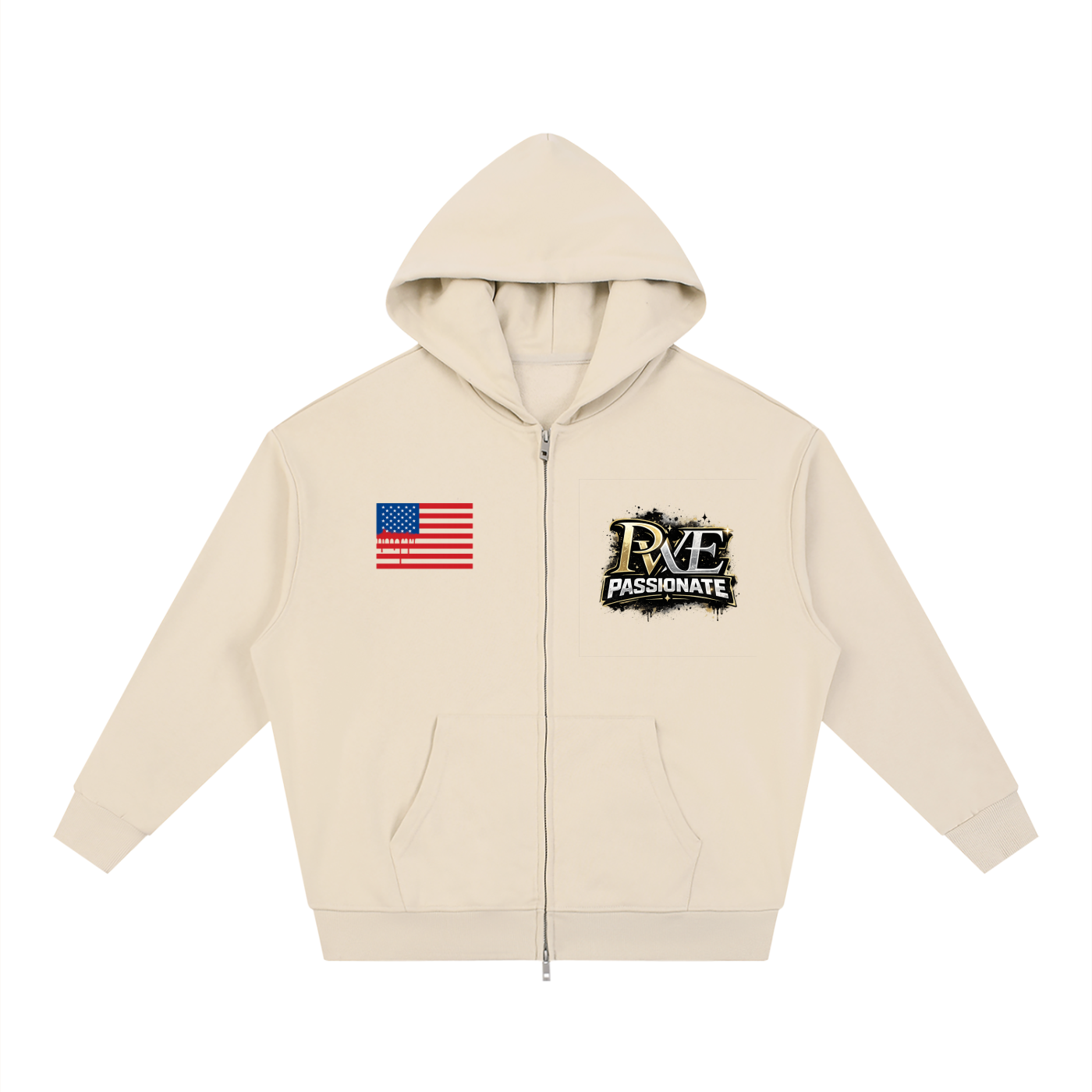 PWE Savage Ape Unisex Loose Solid Full Zip Hoodie