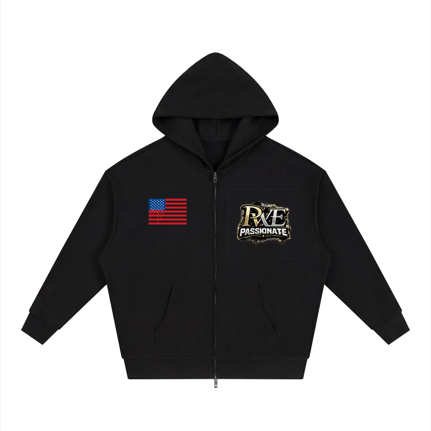 PWE Savage Ape Unisex Loose Solid Full Zip Hoodie
