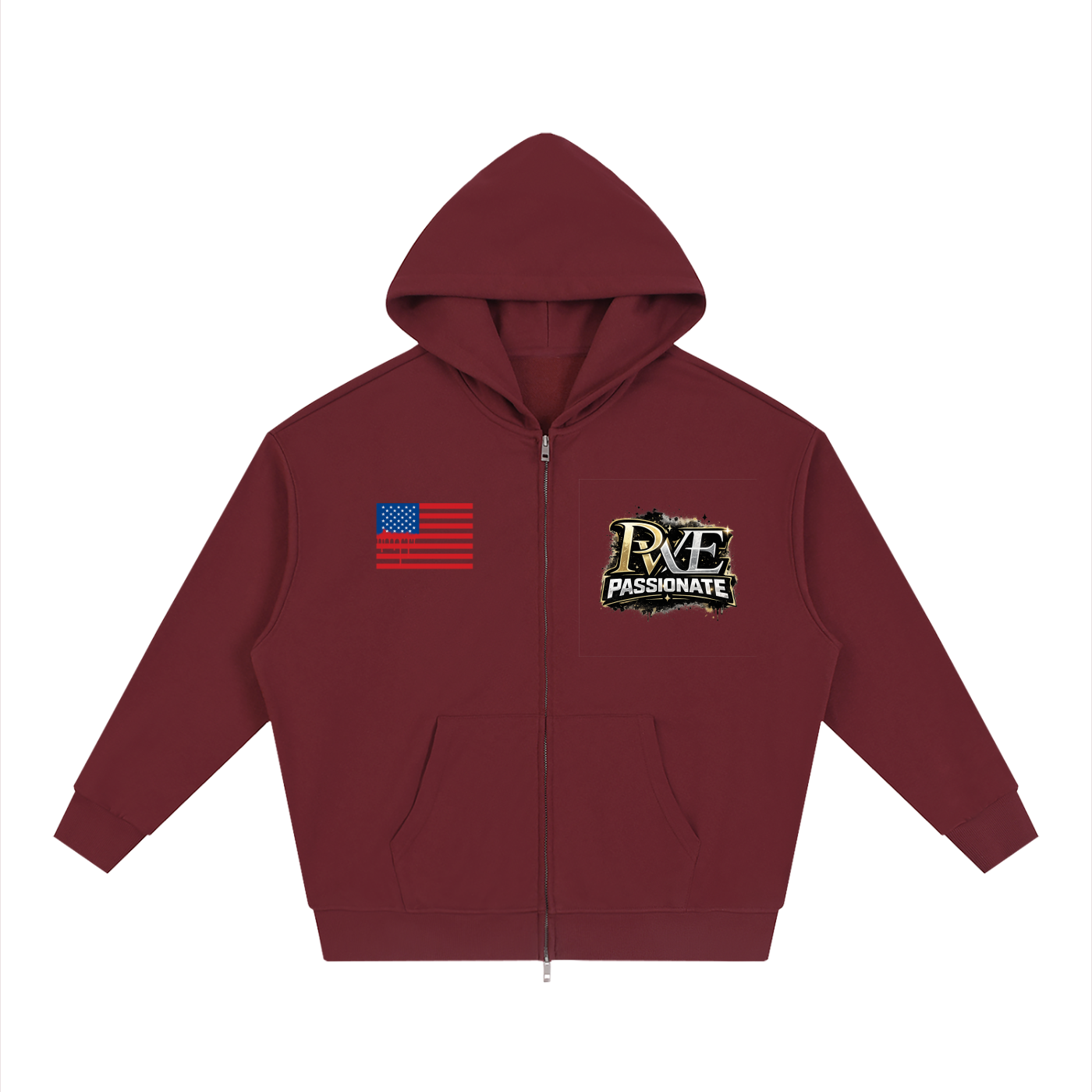 PWE Savage Ape Unisex Loose Solid Full Zip Hoodie