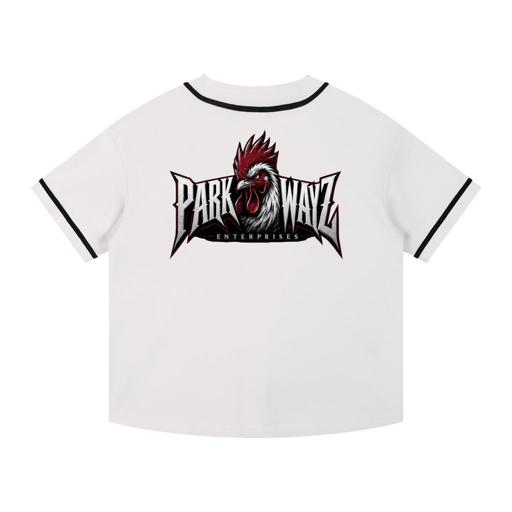 PWE Logo Contrast Piped Button-Up Baseball Jersey
