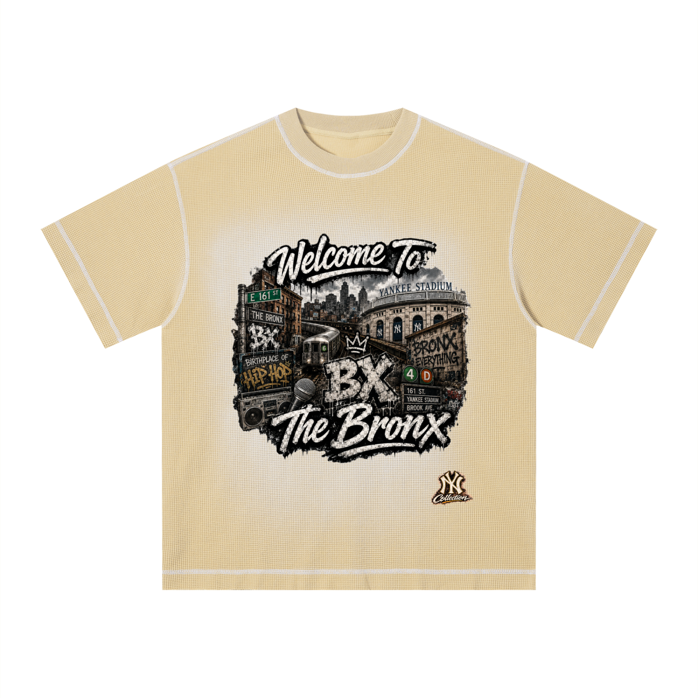 PWE W2TBX Unisex Sunfade Waffle Boxy T-Shirt