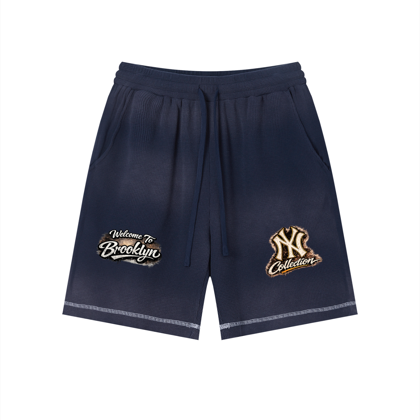 PWE W2BK NYC Unisex Sunfade Waffle Raw Hem Shorts