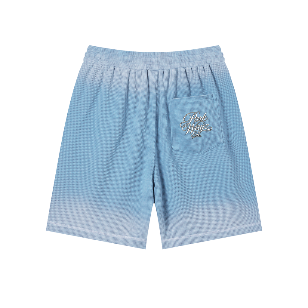 PWE W2BK NYC Unisex Sunfade Waffle Raw Hem Shorts