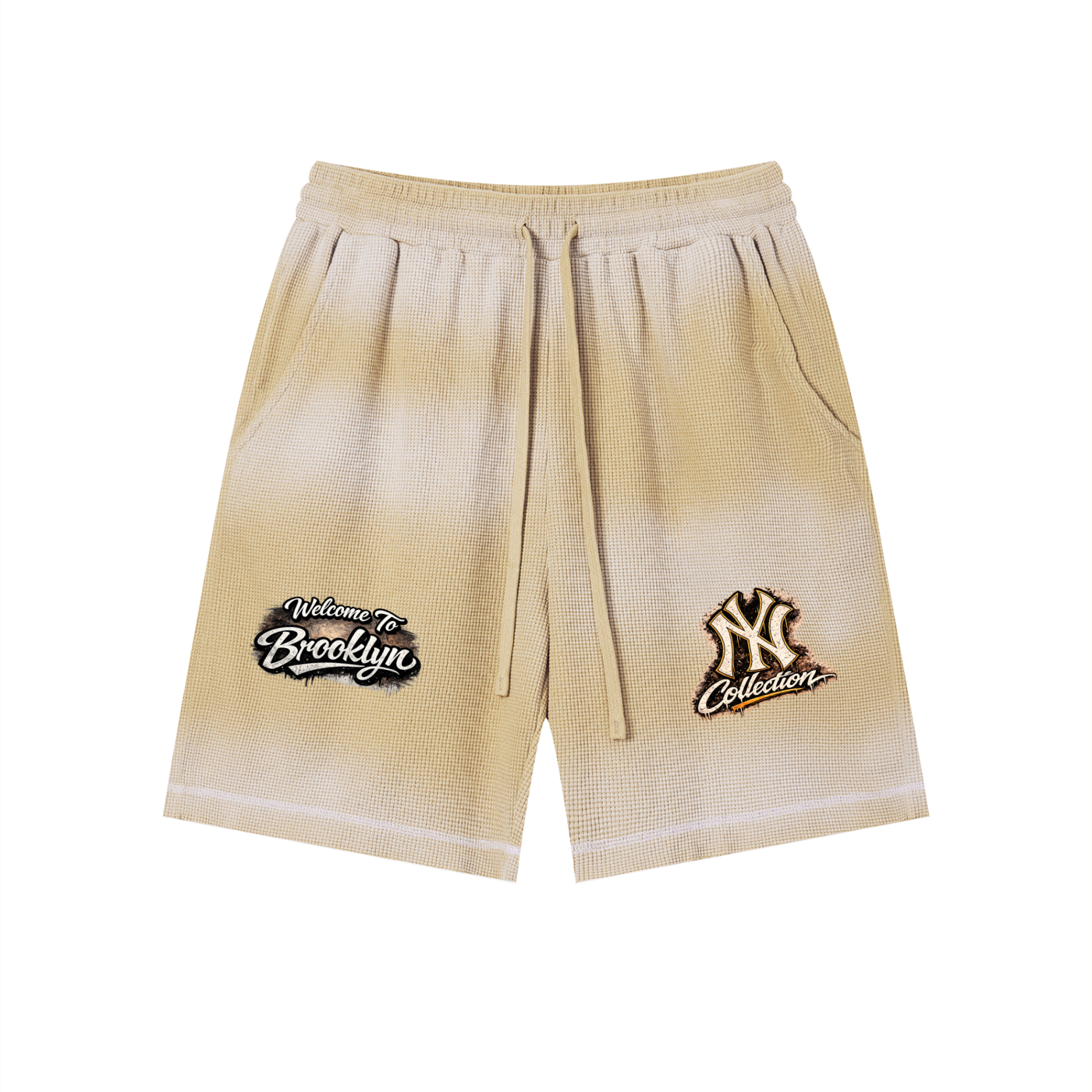 PWE W2BK NYC Unisex Sunfade Waffle Raw Hem Shorts