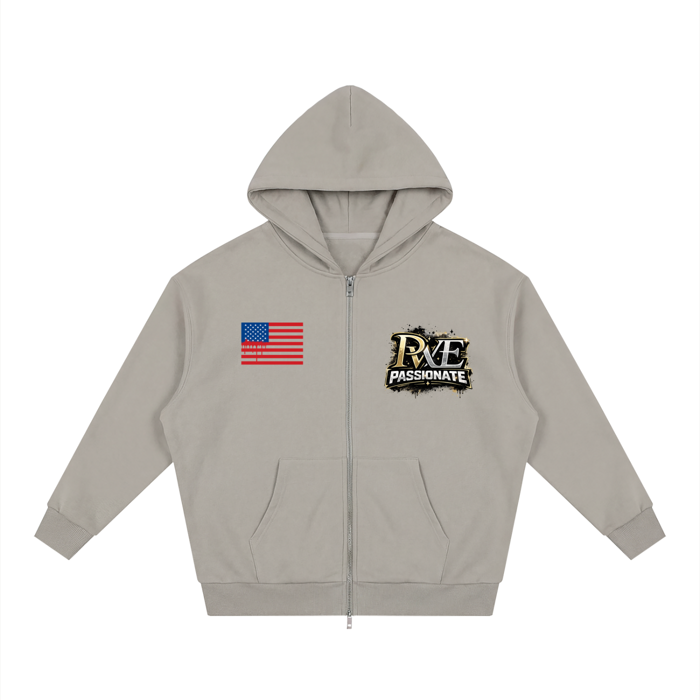 PWE Savage Ape Unisex Loose Solid Full Zip Hoodie