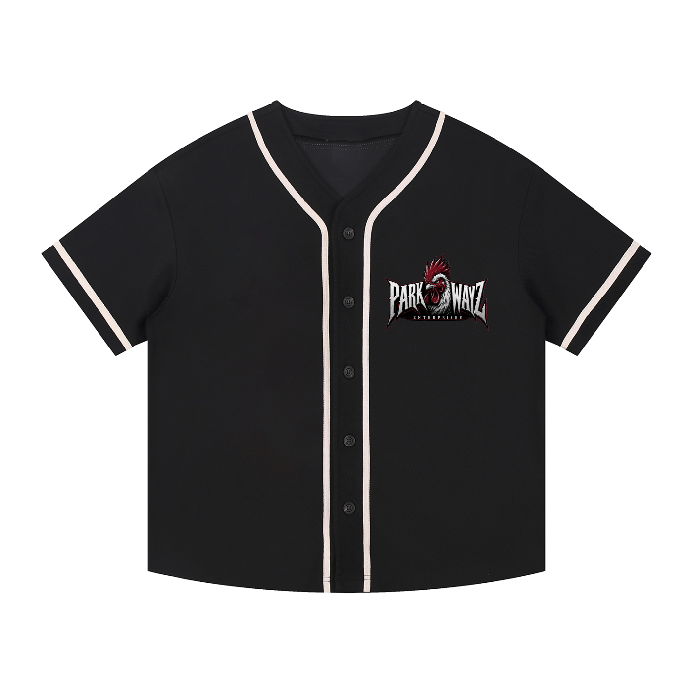 PWE Logo Contrast Piped Button-Up Baseball Jersey