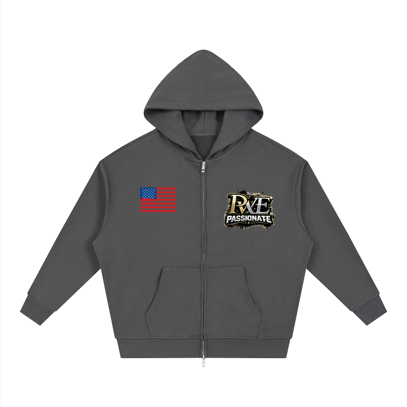 PWE Savage Ape Unisex Loose Solid Full Zip Hoodie