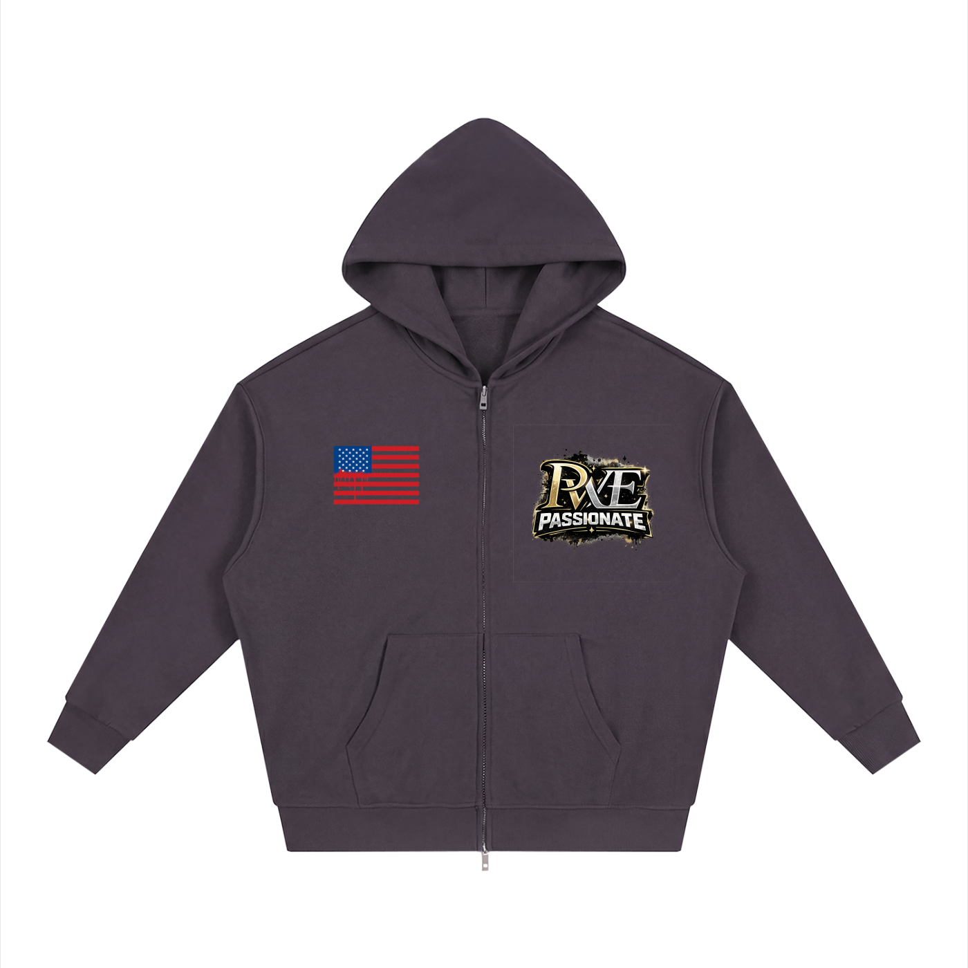 PWE Savage Ape Unisex Loose Solid Full Zip Hoodie