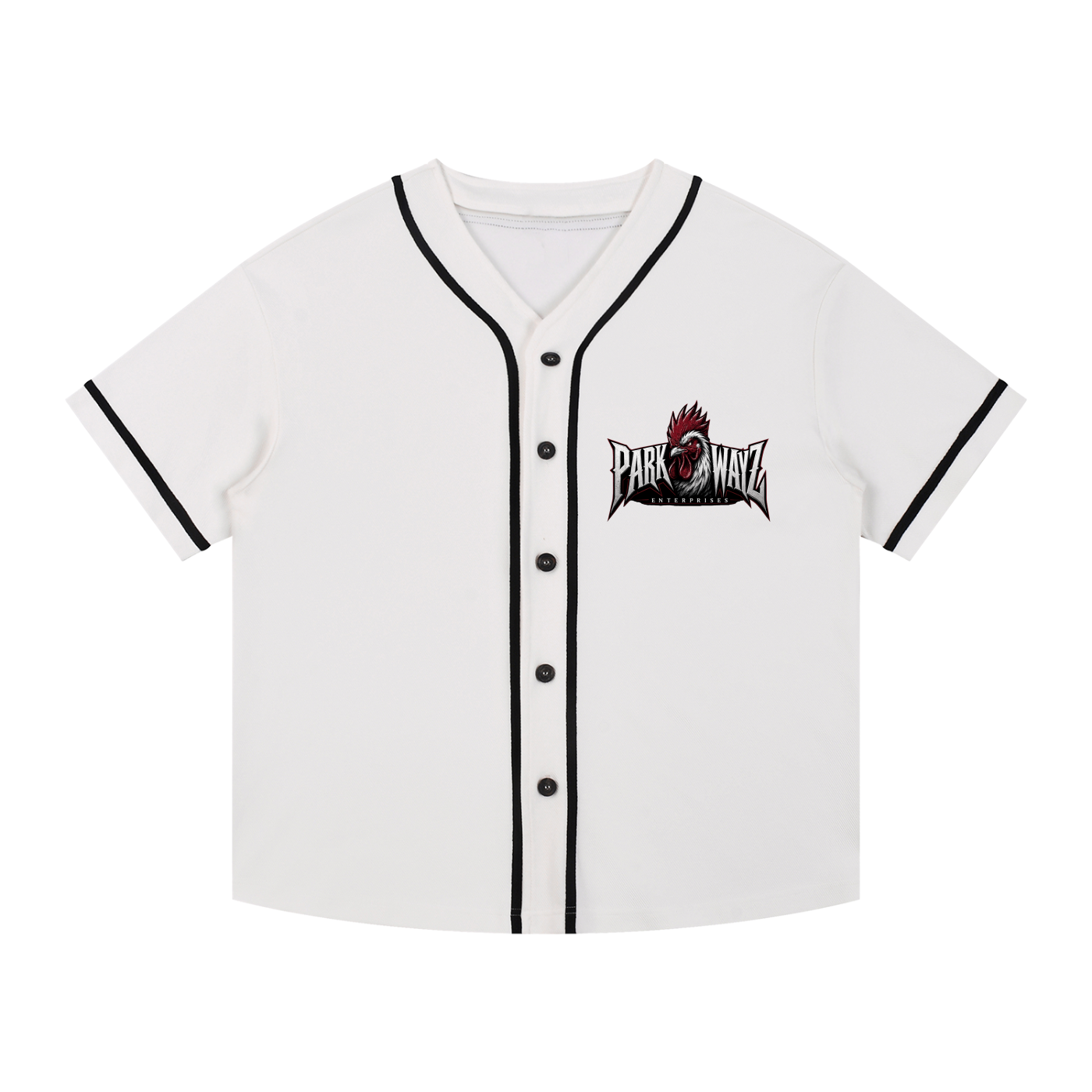 PWE Logo Contrast Piped Button-Up Baseball Jersey