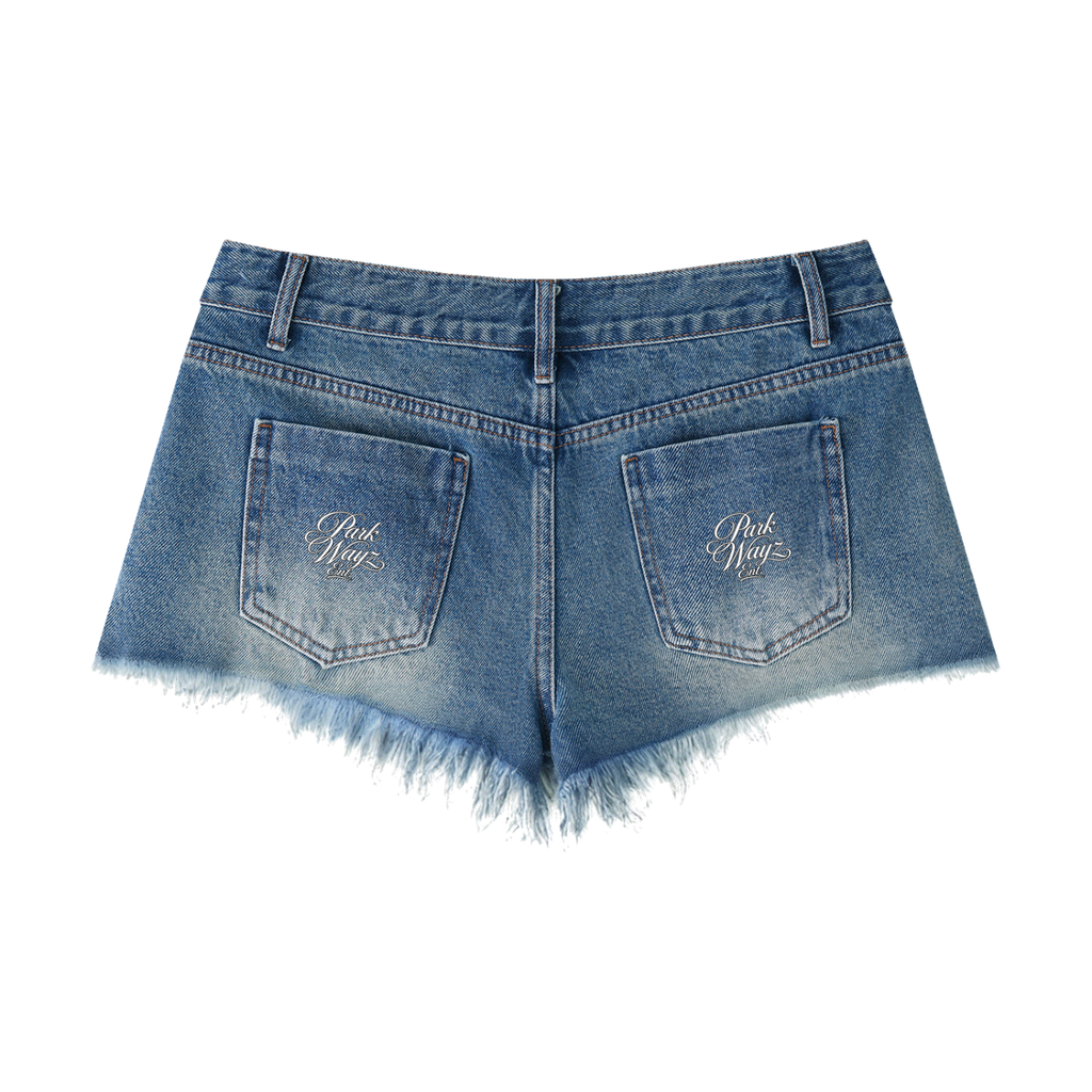 PWE Lux Logo Women's Vintage Wash Raw Hem Denim Shorts