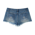 PWE Lux Logo Women's Vintage Wash Raw Hem Denim Shorts