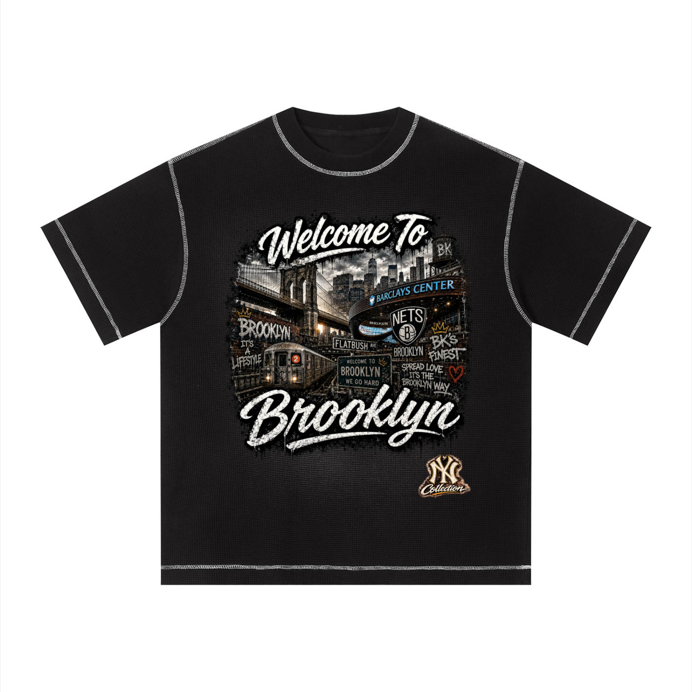 PWE W2BK NYC Unisex Sunfade Waffle Boxy T-Shirt