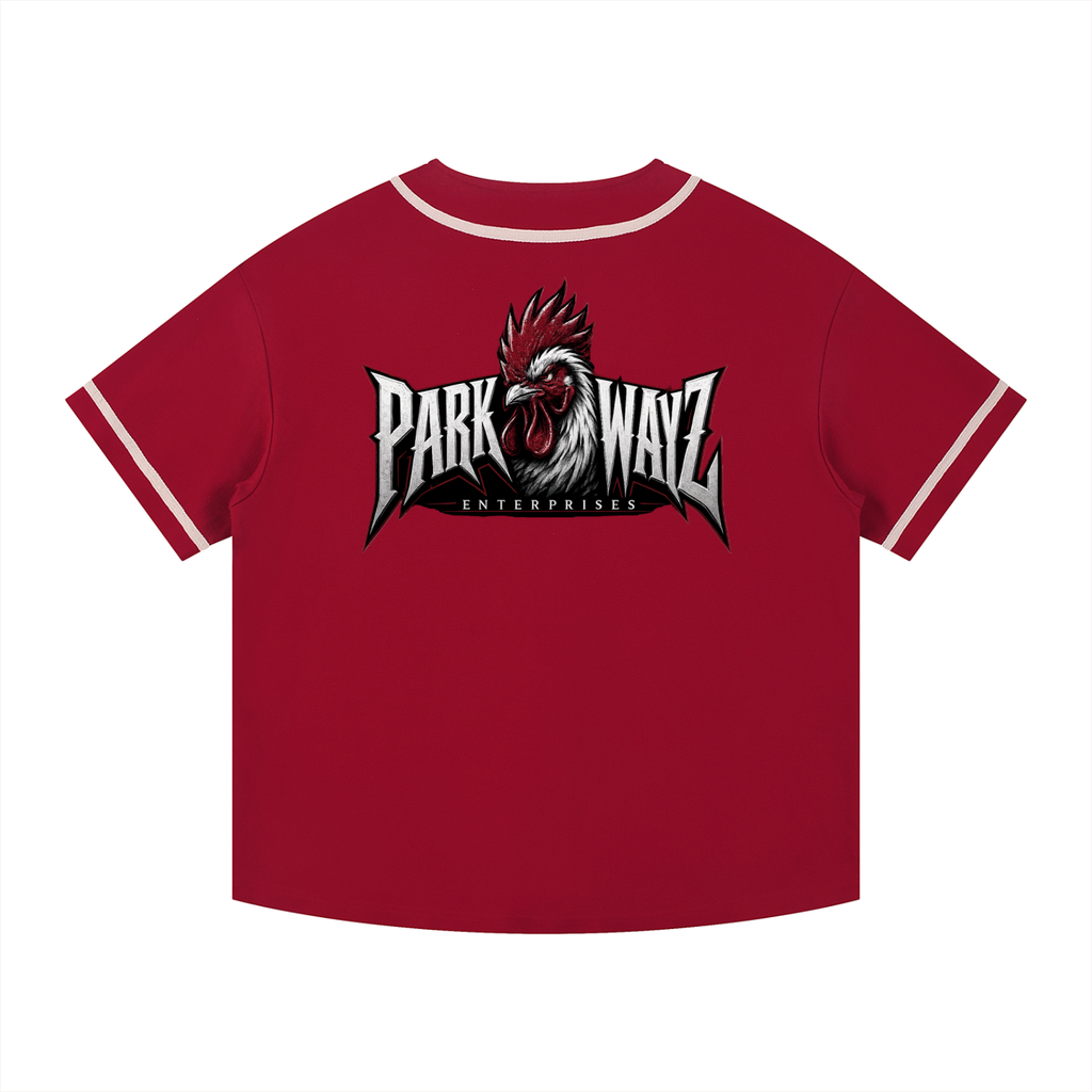 PWE Logo Contrast Piped Button-Up Baseball Jersey