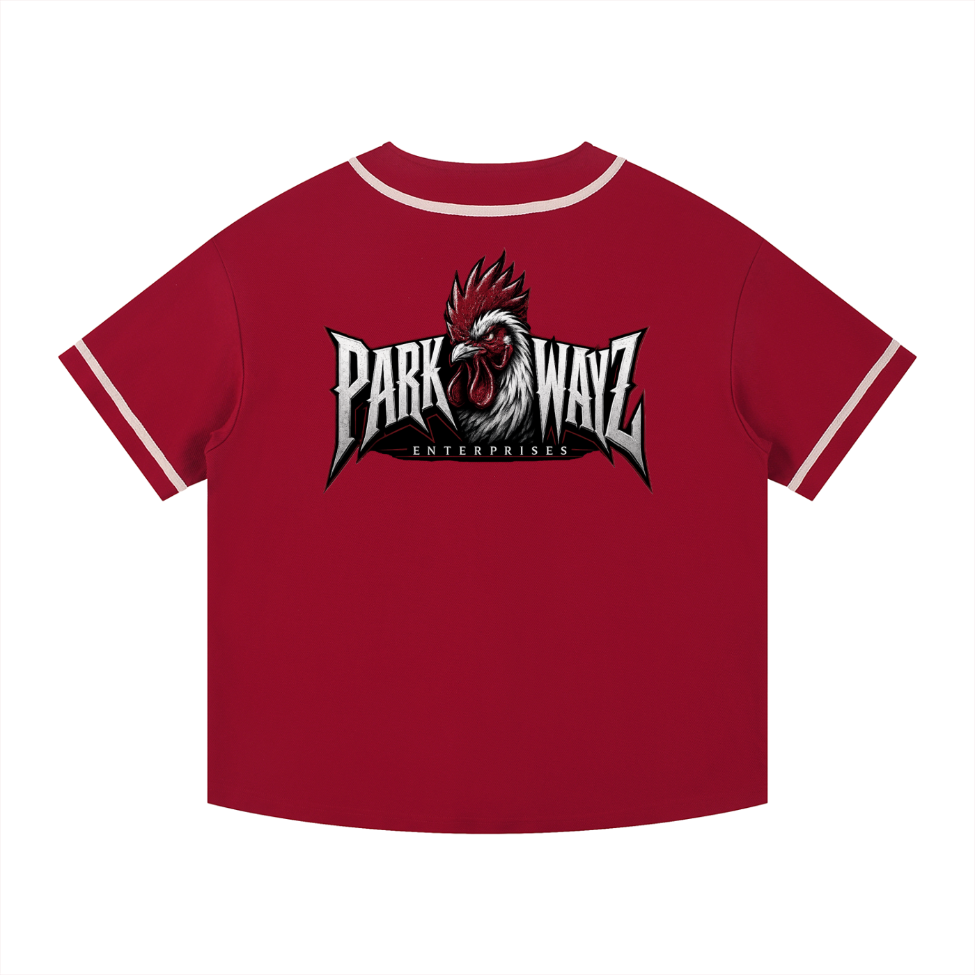 PWE Logo Contrast Piped Button-Up Baseball Jersey