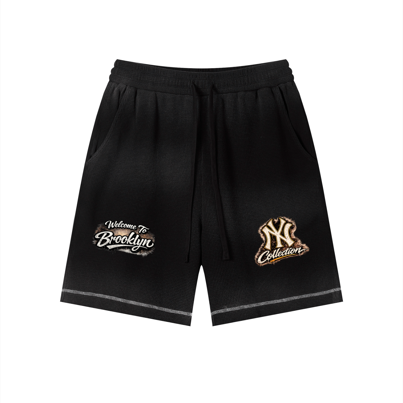 PWE W2BK NYC Unisex Sunfade Waffle Raw Hem Shorts