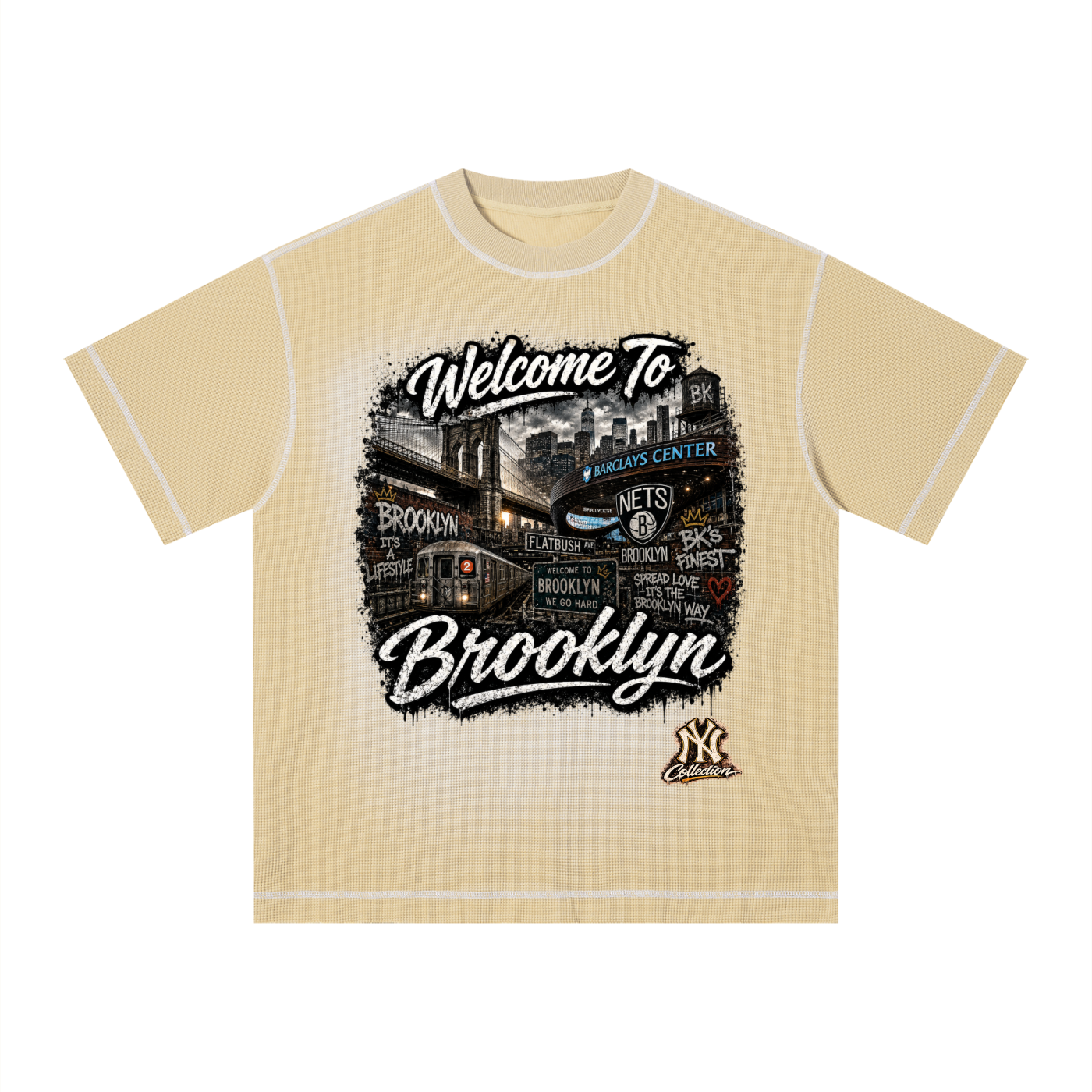 PWE W2BK NYC Unisex Sunfade Waffle Boxy T-Shirt