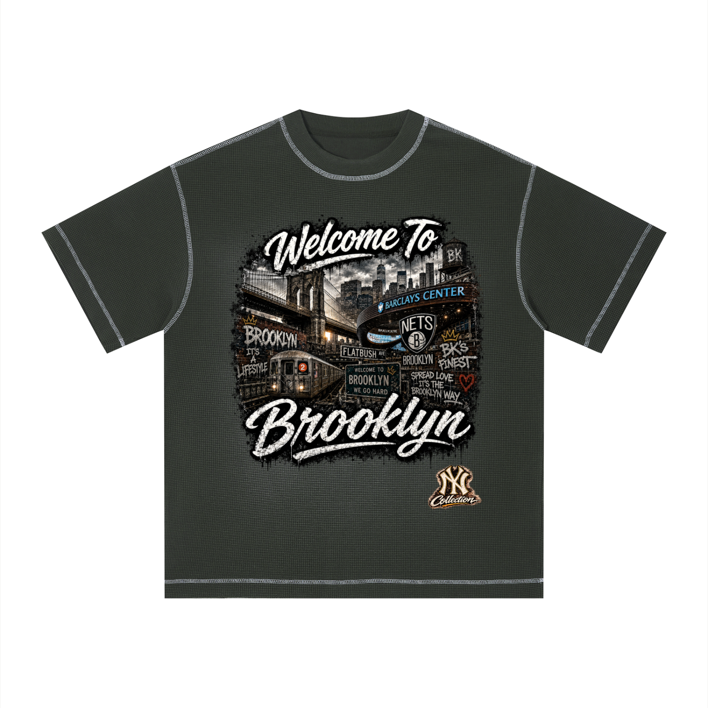 PWE W2BK NYC Unisex Sunfade Waffle Boxy T-Shirt