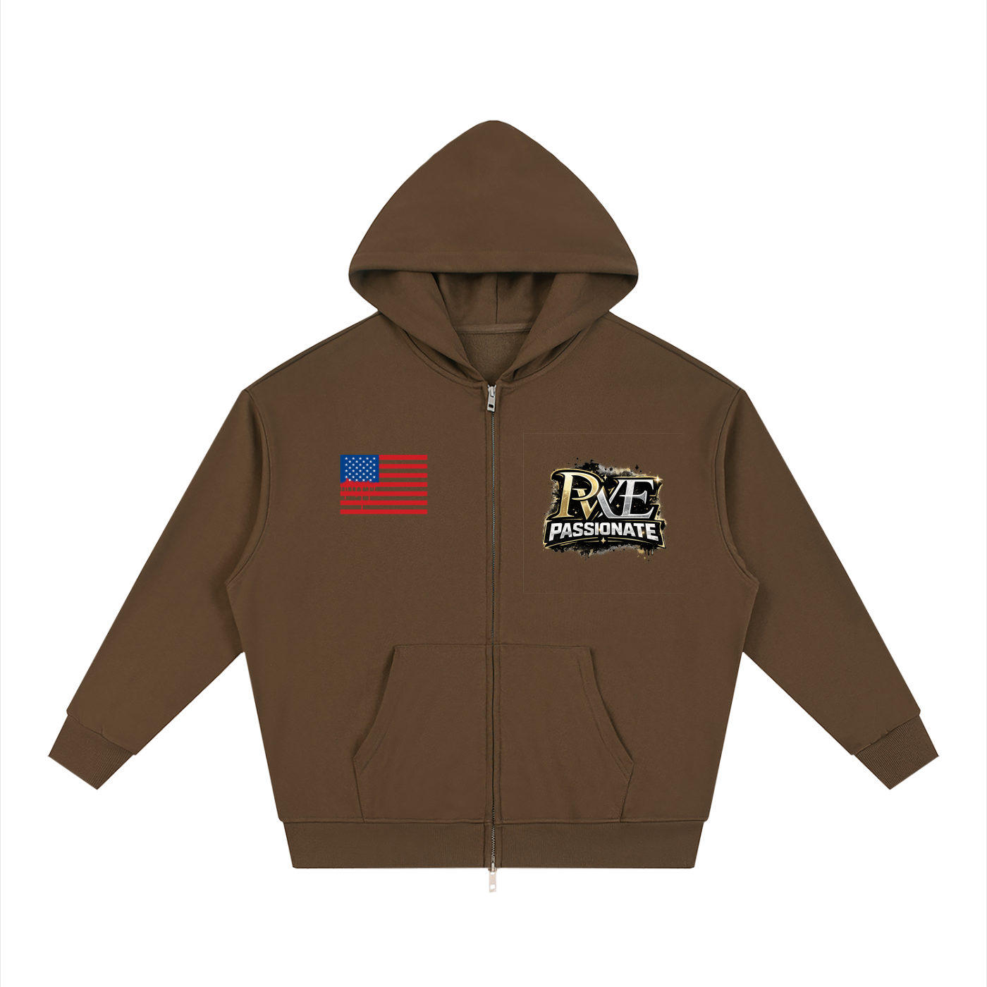 PWE Savage Ape Unisex Loose Solid Full Zip Hoodie