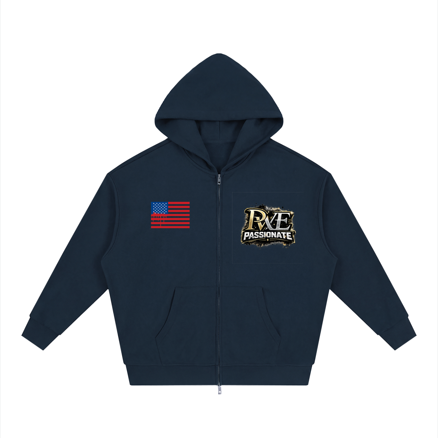 PWE Savage Ape Unisex Loose Solid Full Zip Hoodie
