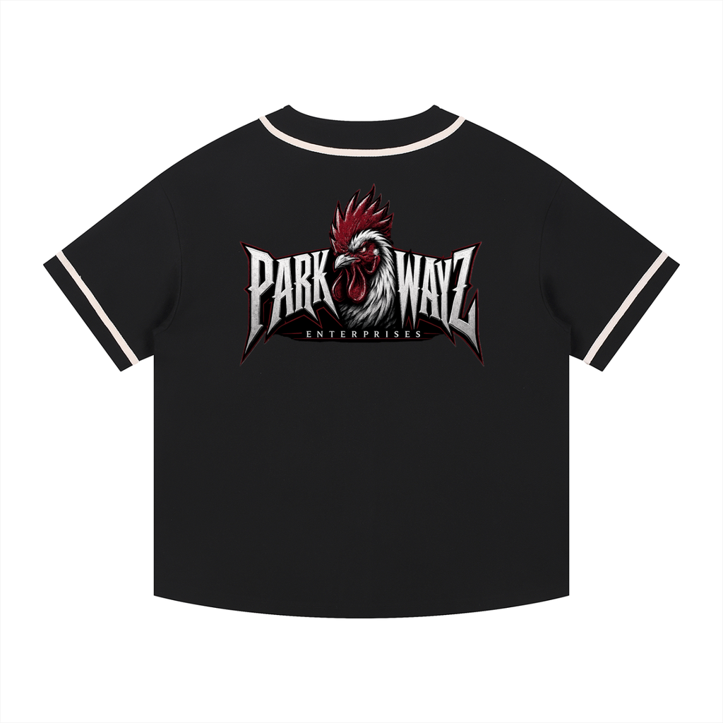PWE Logo Contrast Piped Button-Up Baseball Jersey