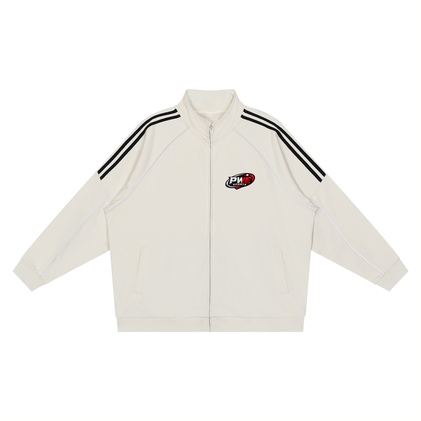 PWE Sports Reflection Striped Raglan Sleeve Jacket with PWE Logo In Back