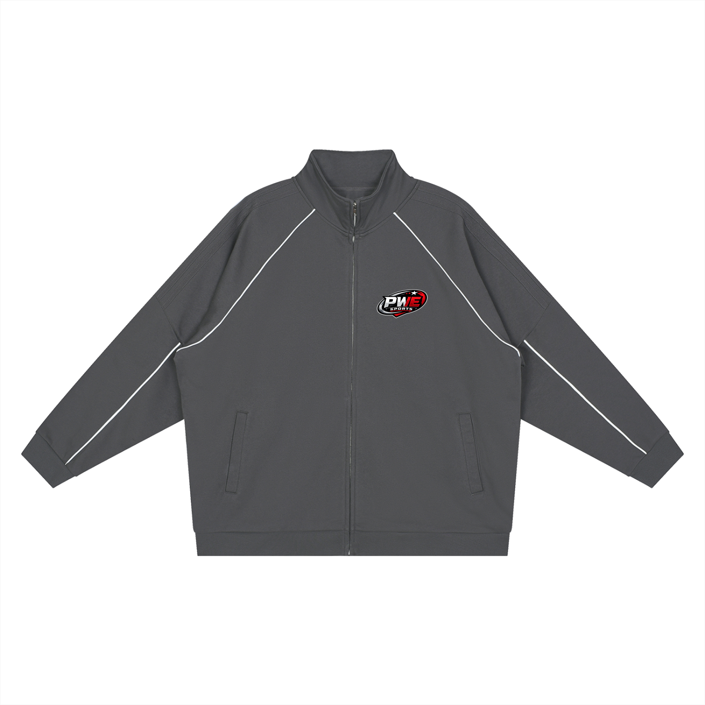 PWE Sports Reflection Striped Raglan Sleeve Jacket with PWE Logo In Back