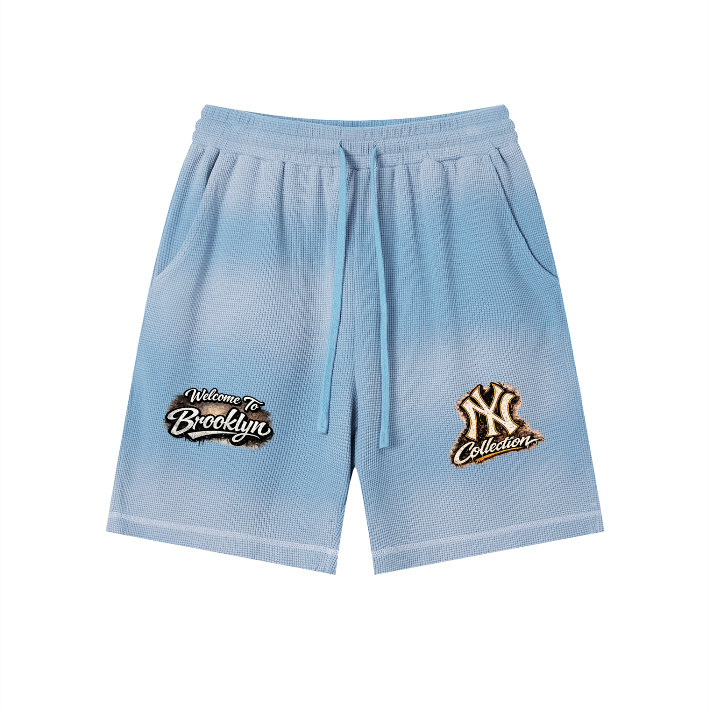 PWE W2BK NYC Unisex Sunfade Waffle Raw Hem Shorts
